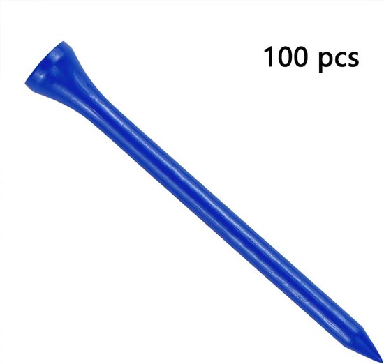 Houten Golf Tees - Lange Tees - Golfen op de baan - Biologisch afbreekbaar materiaal - 100 stuks 70mm - Blauw van houten — afbeelding 3