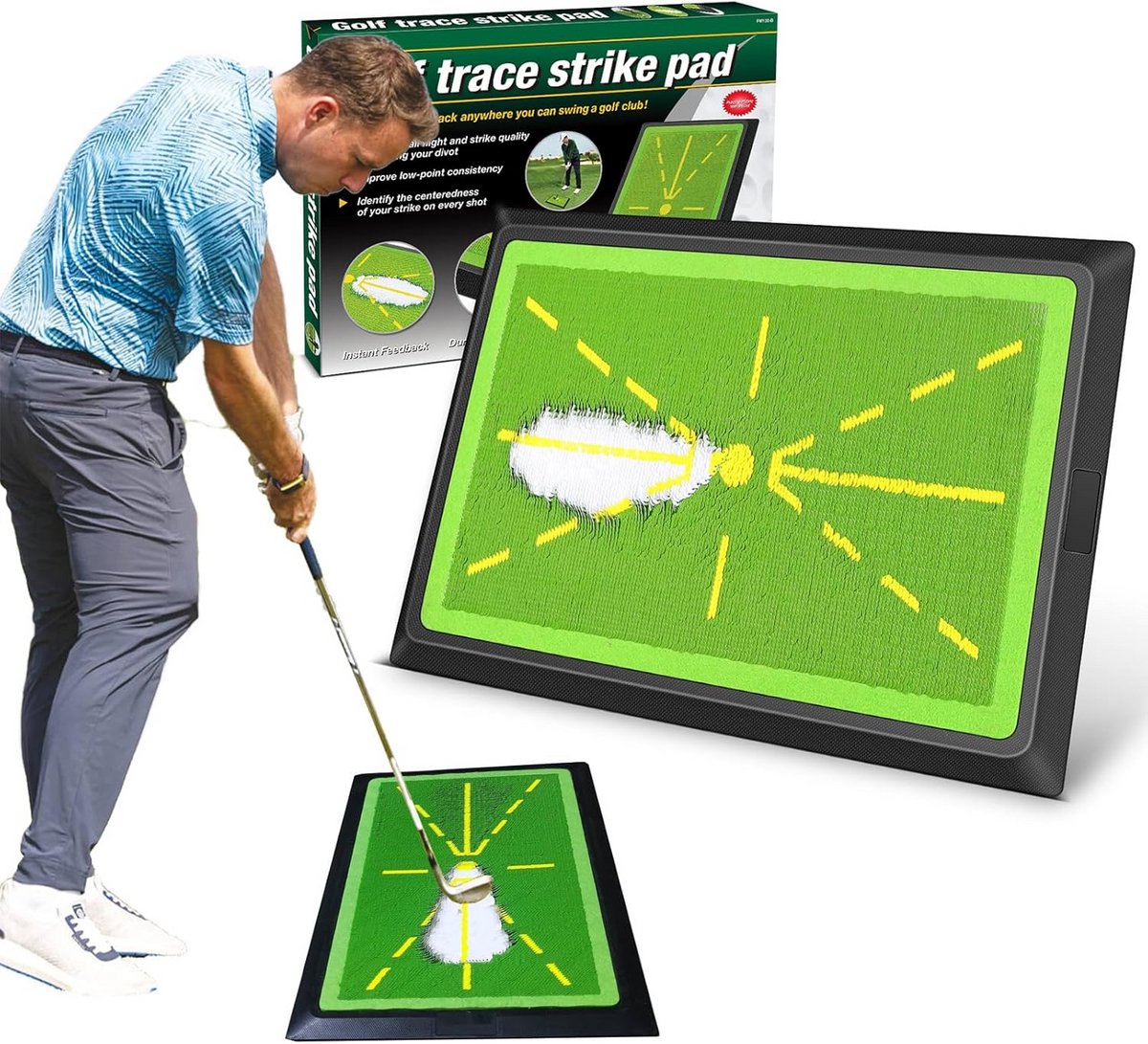 Golfschommelmat - Divotboard trainingsmat - Swing feedback trainen - Directe impact feedback - 30 x 40 cm - Groen