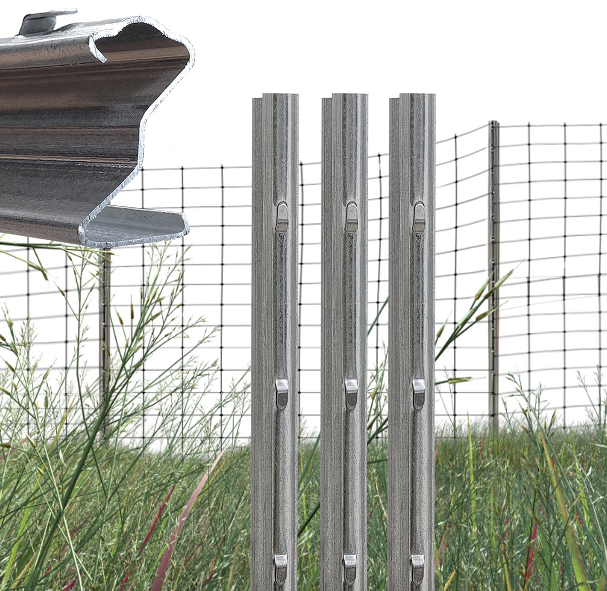TRUTZHOLM 50x Z-Profiel Afrasteringspaal 200 cm - Thermisch Verzinkt 1.5mm - Bosprofiel Wildrasters incl Haken Wildpaal Set