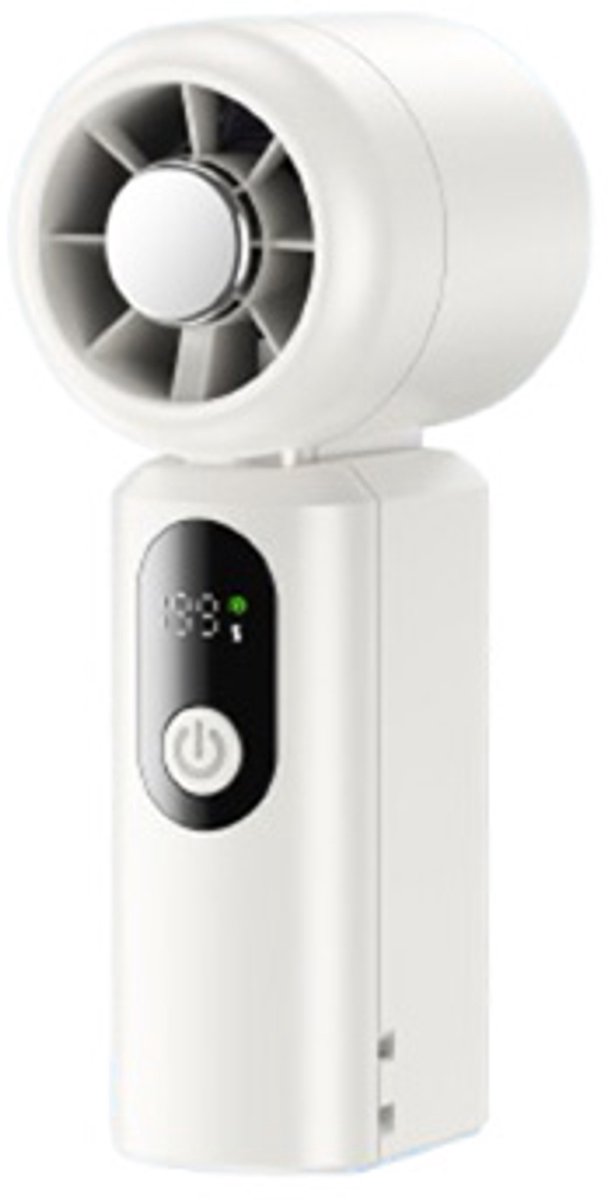 Mini ventilator - Handventilator - USB-ventilator - 199 Snelheidsstanden - Lange batterijduur - Draagbare ventilator voor wandelen, kamperen en reizen - 11,6 x 4,4 x 5,2 cm - Wit