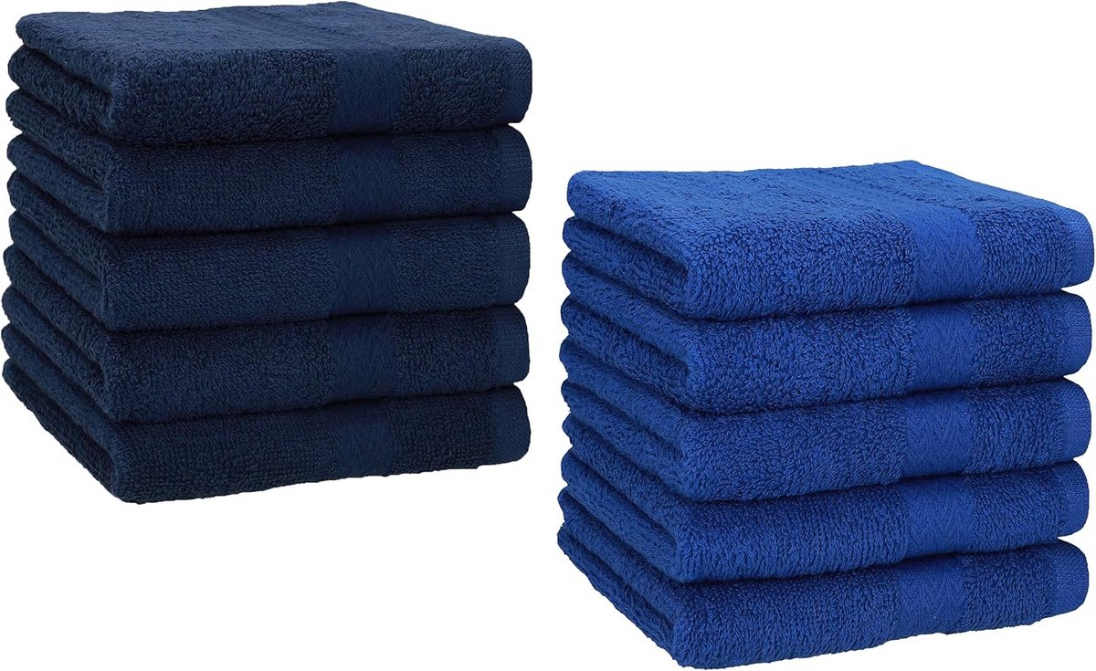 Zeepdoekjes Set - Waslapjes Katoen - Dagelijks Gebruik - Zachte Terry Kwaliteit - 30x30 cm - Donkerblauw en Blauw