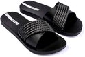 Paar zwarte Ipanema slippers met gestructureerde, gevlochten band.