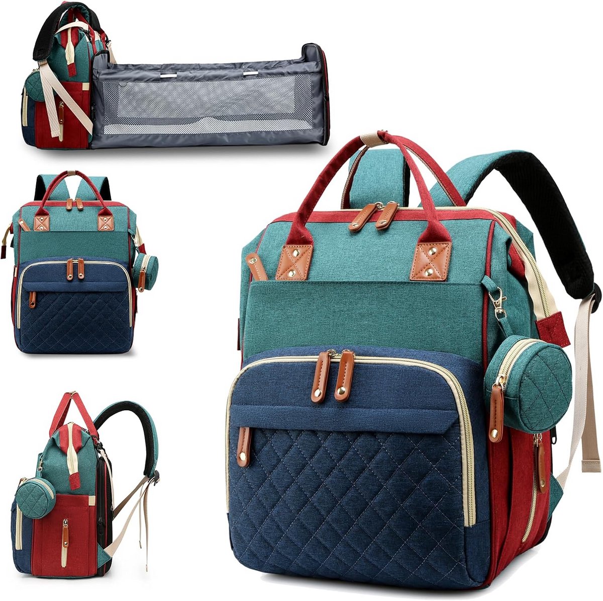 Luiertas Rugzak - Baby Organizer - Baby Verzorgen Onderweg - Geïntegreerd Verschoonstation - 42 cm Hoog - Grijs
