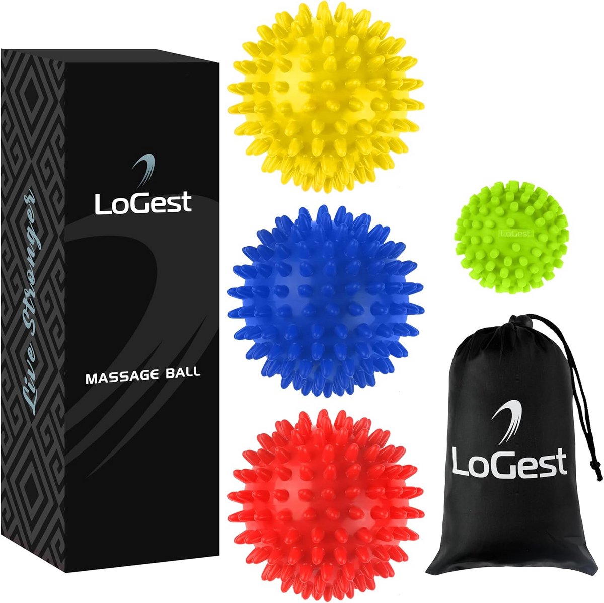Voetmassage set - Triggerpoint ballen - Spierherstel massage - 4-delige set - Diverse maten - Grijs