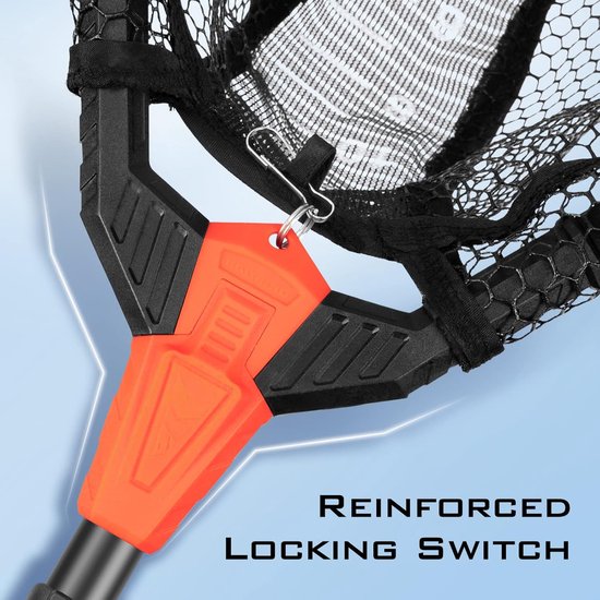 Visnet Schepnet - Opvouwbaar Net - Vissen Vangen - Met Lengtemeting - Tot 155 cm - Oranje Handvat — afbeelding 2