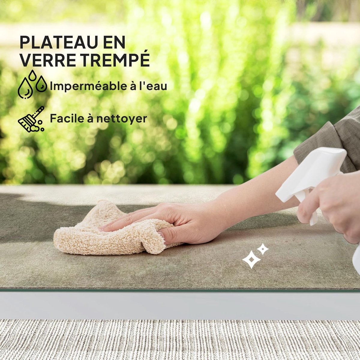2-persoons Outdoor Tuinset – Luxe Tuinmeubel Set met Tafel 108x60x72 cm & 2 Stoelen, Grijze Tuinmeubelen met Afneembare Wasbare Kussens, Stalen Frame en Glazen Tafelblad