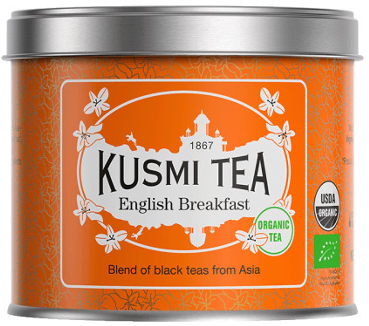 Biologische zwarte thee Kusmi Tea English Breakfast, 100 g (in metalen blik)