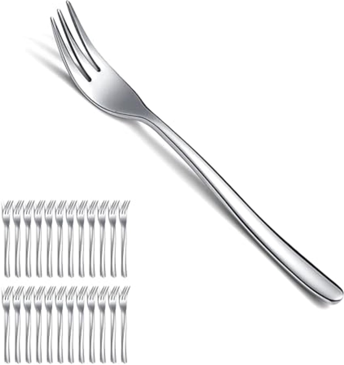 Dessertvorkjes 24 stuks - Taartvorkjes gebaksvorkjes - Feestelijk serveren - Roestvrij staal - 156 cm - Zilver
