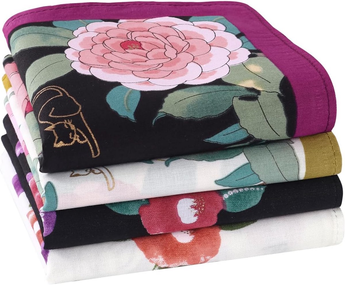 Katoenen zakdoeken - Bloemenprint - Dagelijks gebruik - 100% Katoen - 4 of 8 stuks - Bloemenmotief