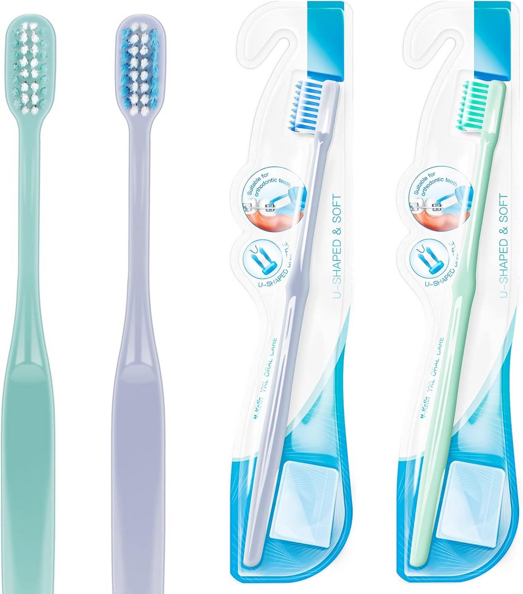 Orthodontische Tandenborstel - U-vormige borstel - Beugel reinigen - Speciaal ontworpen kop - 4 stuks - Multicolor