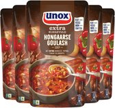 Unox Extra Rijkgevuld Soep In Zak - Hongaarse Goulash - een gevulde soep met extra rundvlees, paprika, tomaat en aardappel - 5 x 570 ml
