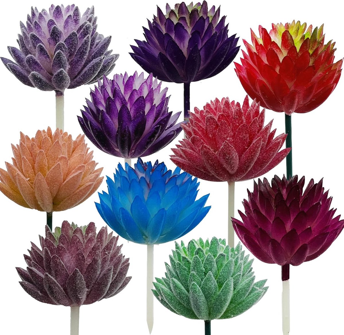 Kunstvetplanten Set - Nep Plantjes - Decoratie Binnen - Verschillende Kleuren - 10 Stuks -