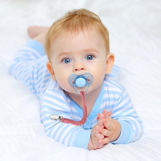 Fopspeenclips Baby - Speenkoord Houder - Baby Spullen Vasthouden - Veilig Katoen & Siliconen - 4 Stuks - Multicolor — afbeelding 3