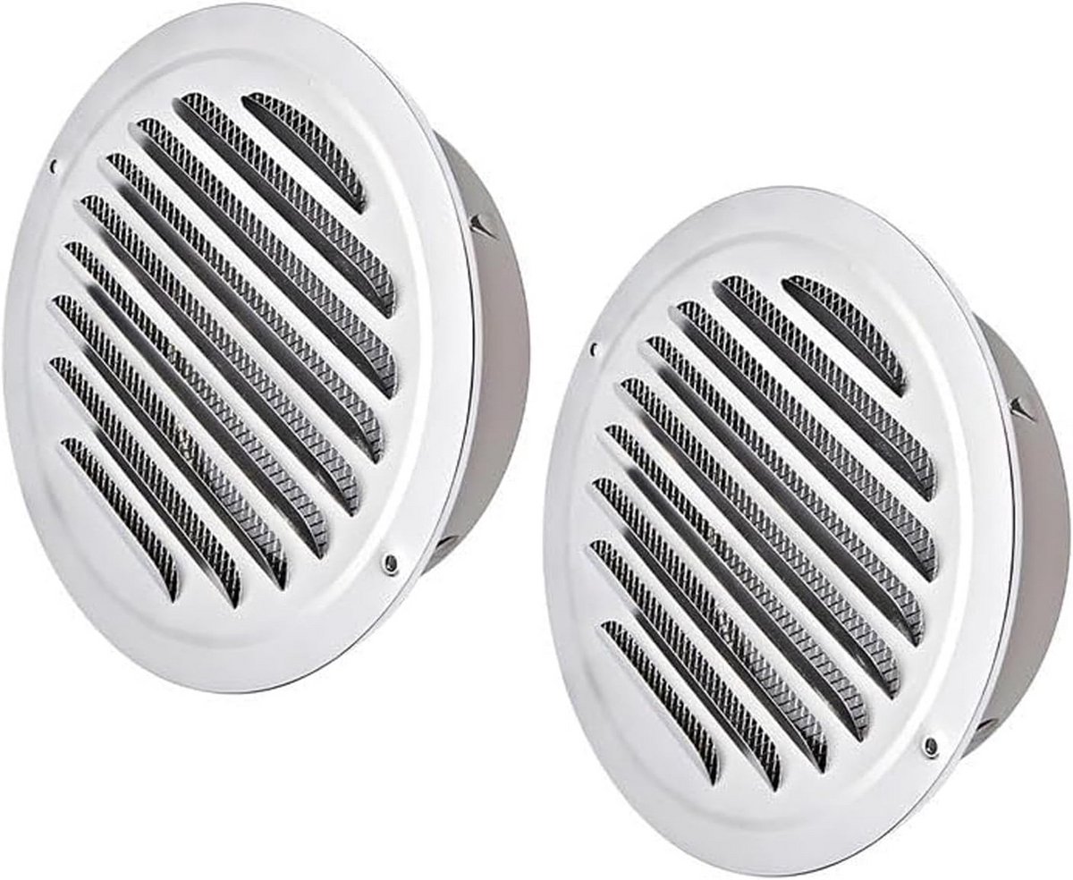 Ventilatieroosters 2 stuks - Rond metaal - Ventilatie verbeteren - Met insectennet - Diame