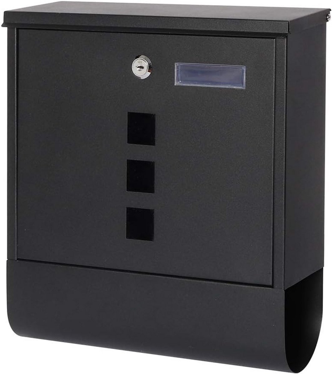 Metalen brievenbus - Wand brievenbus - Post ontvangen - Waterdichte klep - 33 cm hoog - Zwart