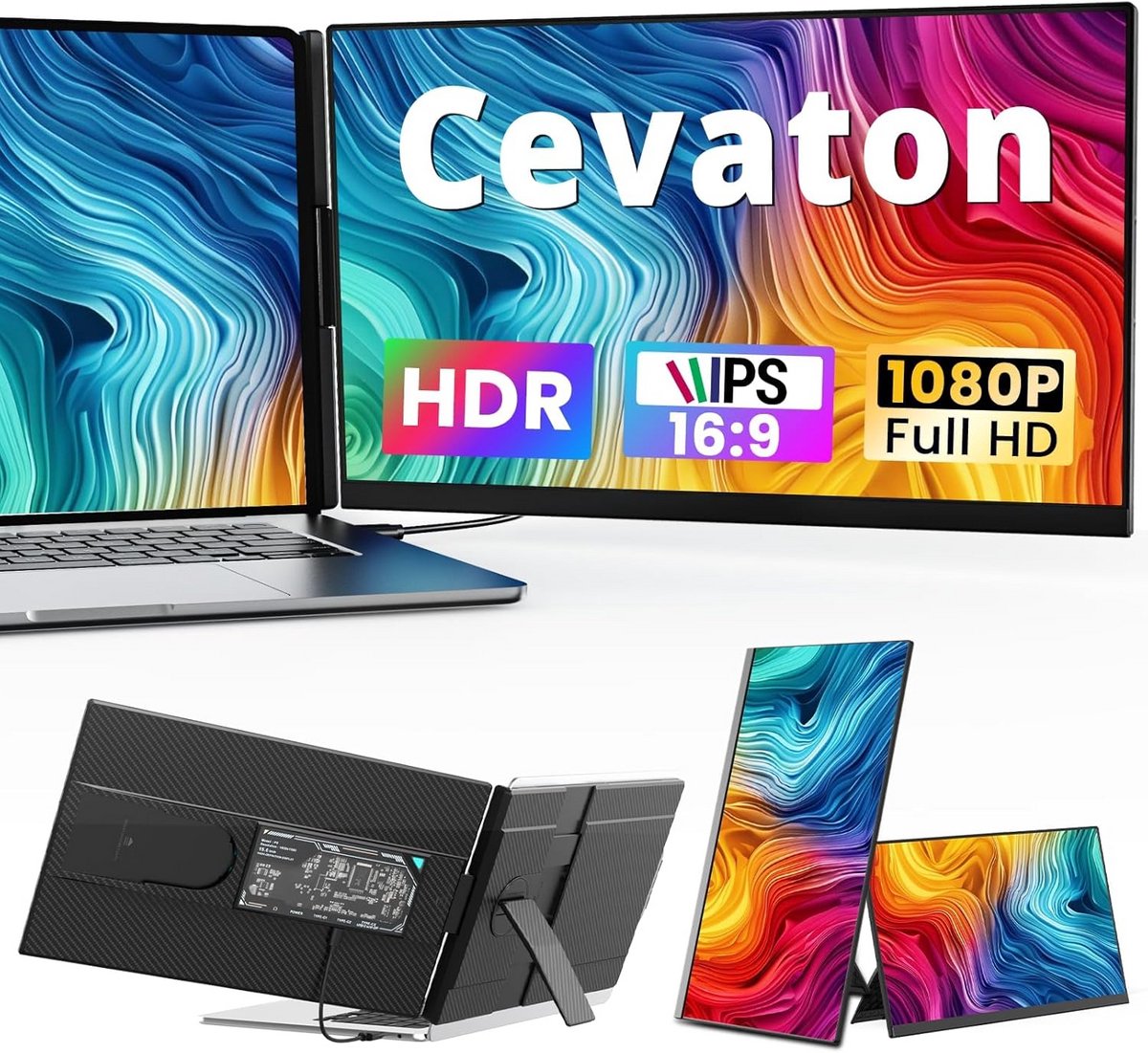 Draagbare monitor - Laptop scherm - Productiviteit verhogen - Afneembaar dual screen - 156 inch - Zwart