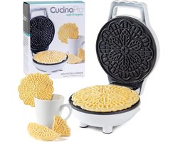 Mini Electric Pizzelle Maker - Maak in enkele minuten heerlijke traditionele Italiaanse wafels van 10 cm - Antiaanbakplaat met receptengids - Perfect als cadeau voor een huiswarming of als unieke dessert lekkernij