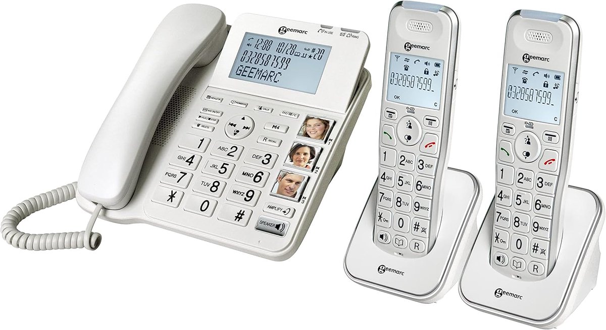 Duo Telefoonset - Extra Handsets - Beter Horen - Versterkt Volume - 2 Handsets - Wit