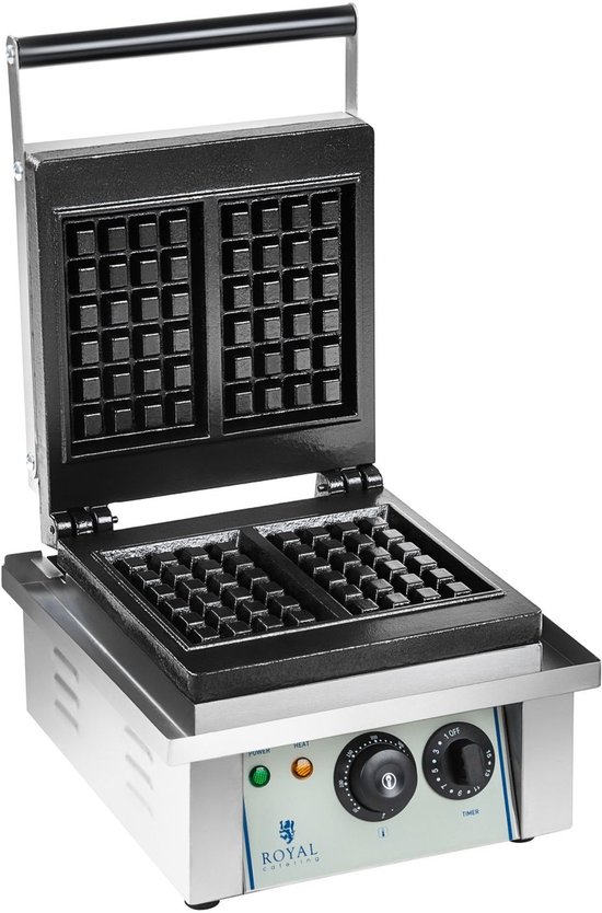 Royal Catering RCWM-2000-E - Professionele Gofrownica - 2 Gofry - Belgische Stijl - Roestvrij Staal van Royal Catering — afbeelding 2