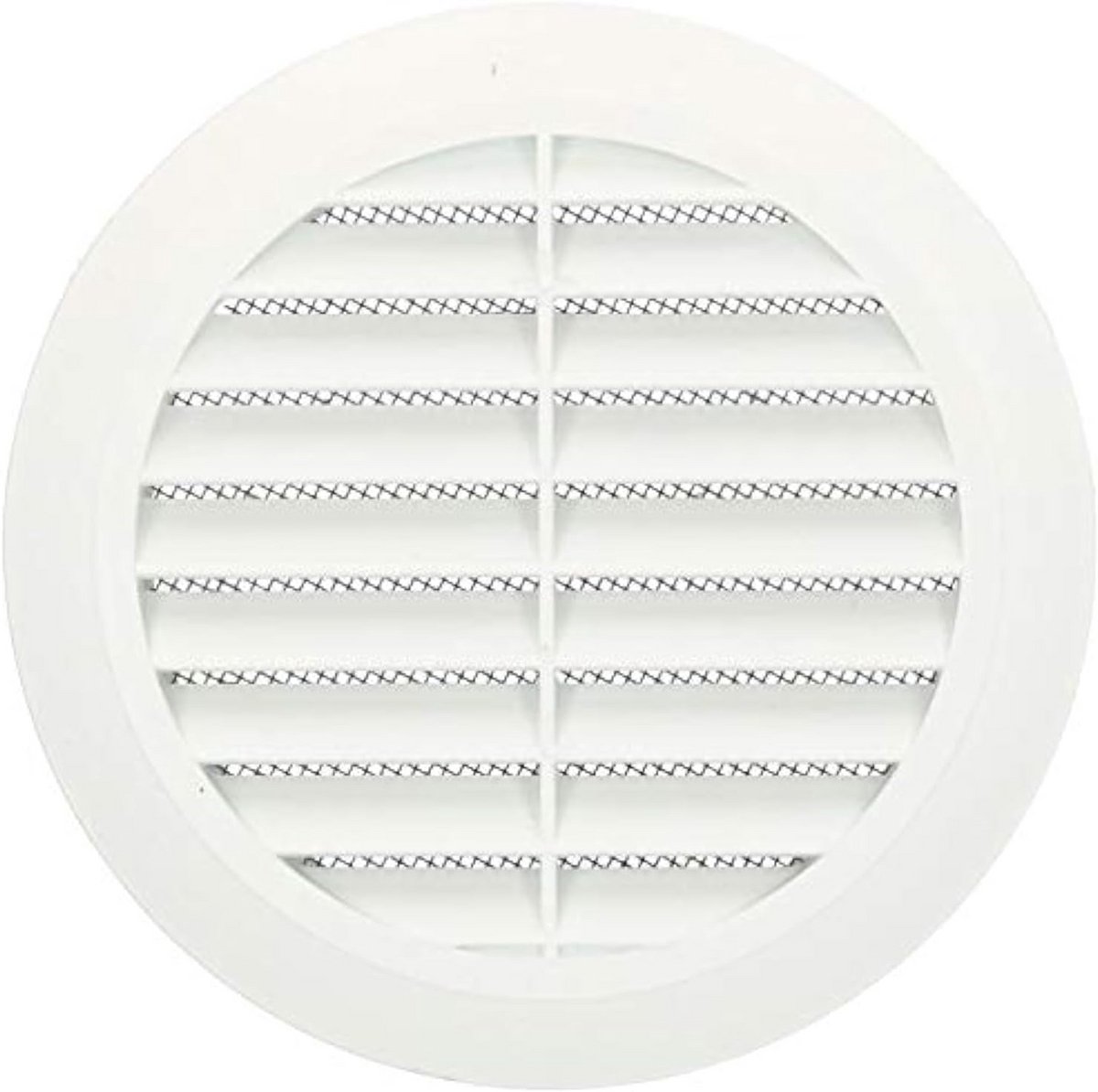 Ventilatierooster Rond - Afvoerrooster Lamellen - Ventilatie Binnen Buiten - Met Insectennet - 125 mm - Wit