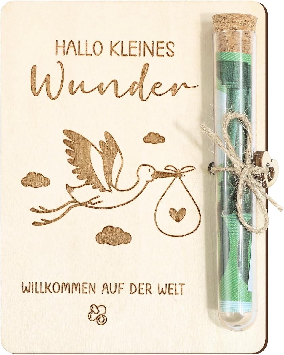 Geboorte cadeau - Geldgeschenk verpakking - Cadeau geven - Houten houder - 12 x 9 cm - Niet gespecificeerd