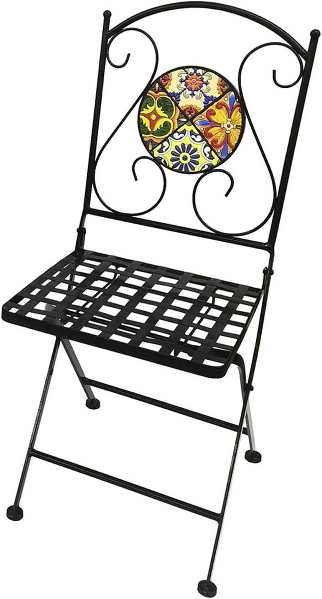 Mozaïek tuinstoel - Balkonstoel terrasstoel - Gezellig buiten zitten - Inklapbaar design - 42 x 53 x 88 cm - Mozaïeklook