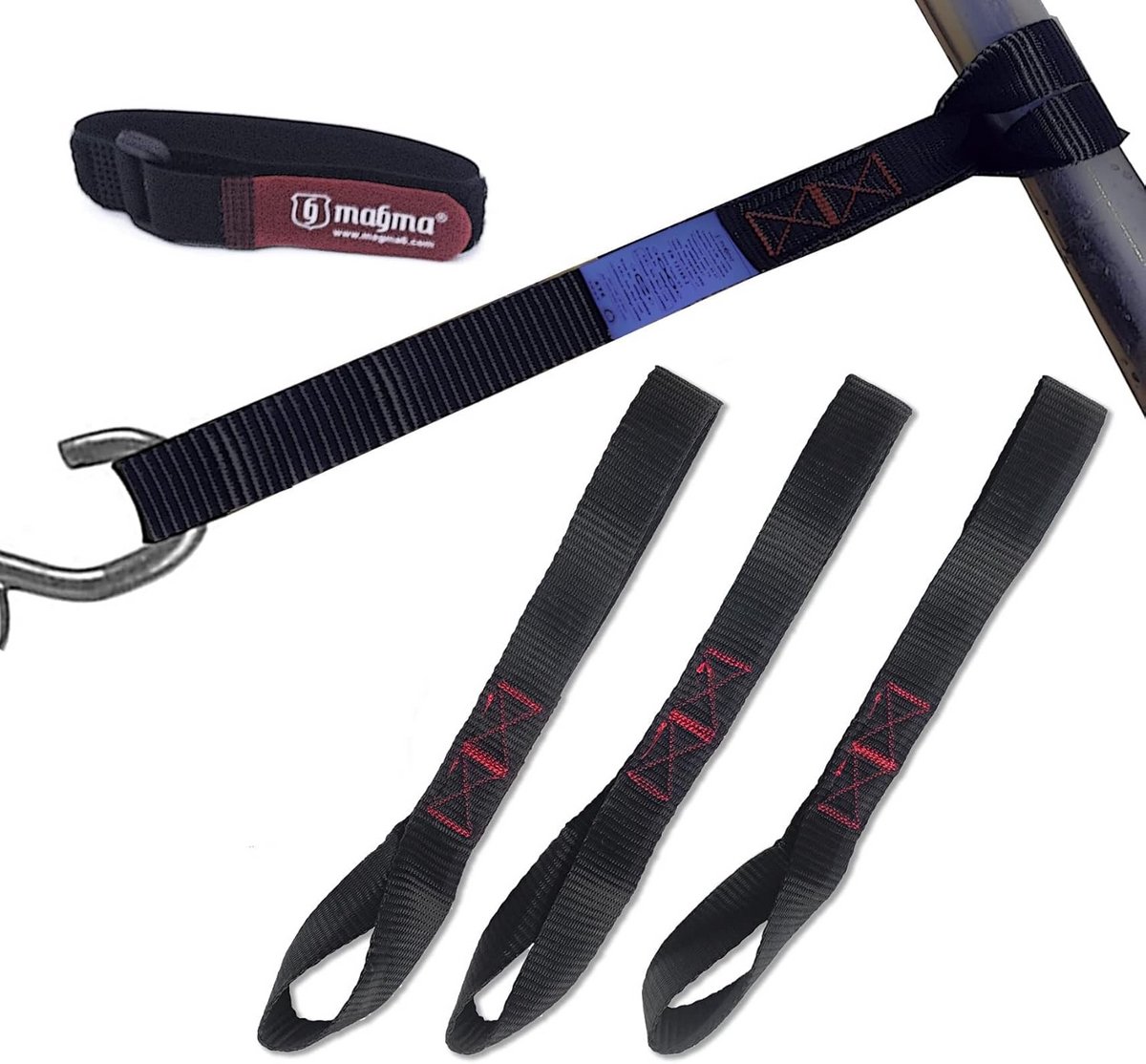 Spanbanden set - Vastzetriemen - Lading zekeren - Met zachte lussen - 45 cm lang - Zwart