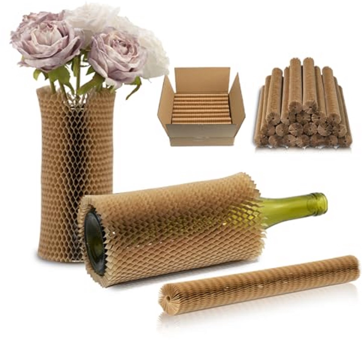 Beschermhoezen Verhuizing - Honingraat Verpakking - Breekbaar Vervoer - Milieuvriendelijk Papier - 20 Stuks 22cm - Bruin