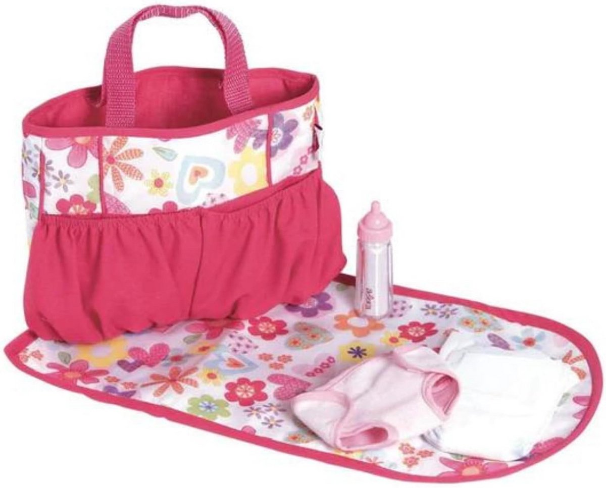 Babypop luiertas - Poppenaccessoires set - Fantasierijk spel - 5-delige set - 2794 x 2032 cm - Roze