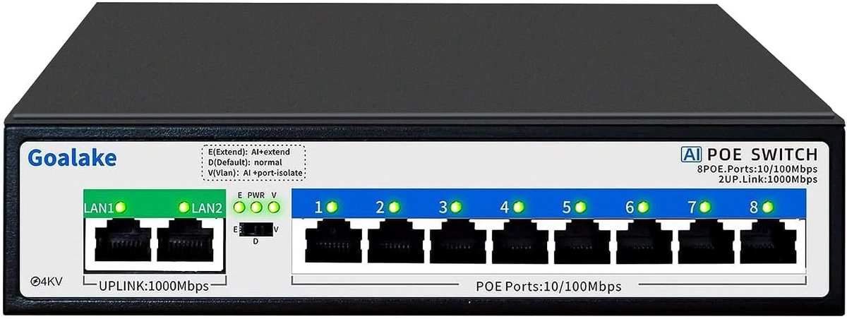 PoE Switch - Ethernet Switch - Netwerk Uitbreiding - Cloud Beheer - 10 Poorten - Zwart