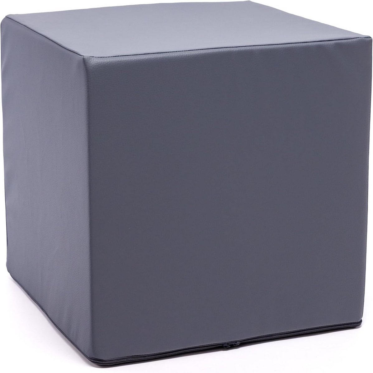 Zitkruk Kubus - Poef voetenbank - Extra zitplaats - Waterproof eco-leer - 40x40x40 cm - Grijs