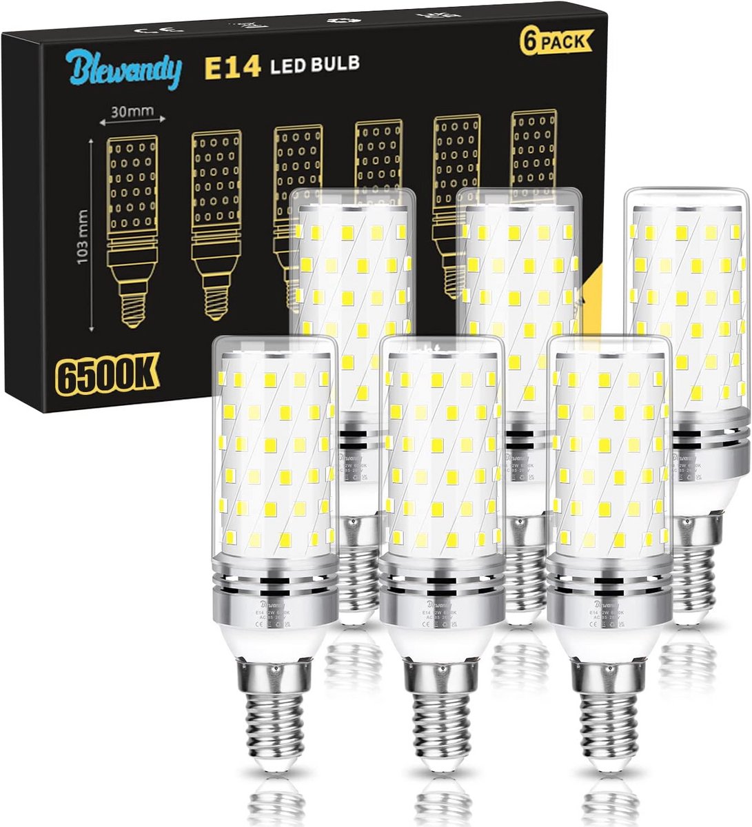Ledlampen E14 - Koudwit licht - Huis verlichten - Energiezuinig - 6 stuks - Wit