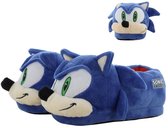 Paar blauwe Sonic pantoffels met 3D gezicht, oren en Sonic logo. Ook een losse pantoffelkop.