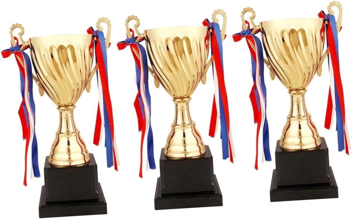 Trofee set - Sportbeker Beker - Wedstrijd Prijzen - Metalen Design - 29 cm Hoog - Goudkleurig