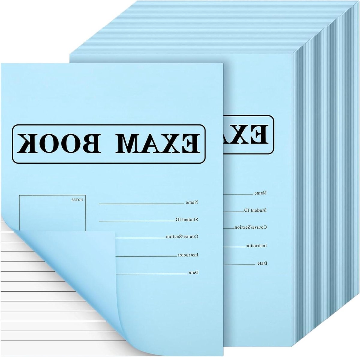 Testboeken Set - Oefenboeken Notitieboeken - Examen Voorbereiding - 100 Stuks Pakket - A4 Formaat - Blauw