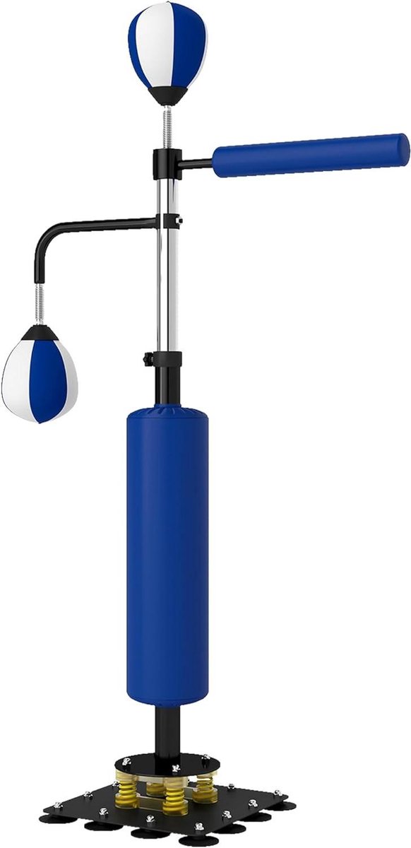 Staande Boxzak - Trainingspartner - Fitness Training - Inclusief Pumpt en Bollen - 140-205 cm - Blauw