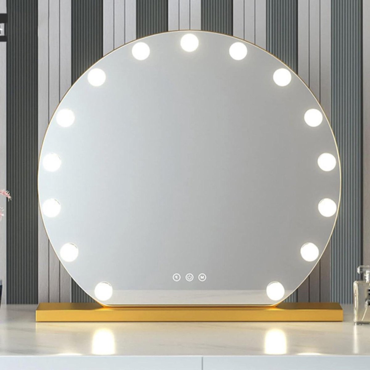 Tafelspiegel LED - Make-up spiegel - Nauwkeurig opmaken - Driekleurige lichtbron - 40 cm - Goud