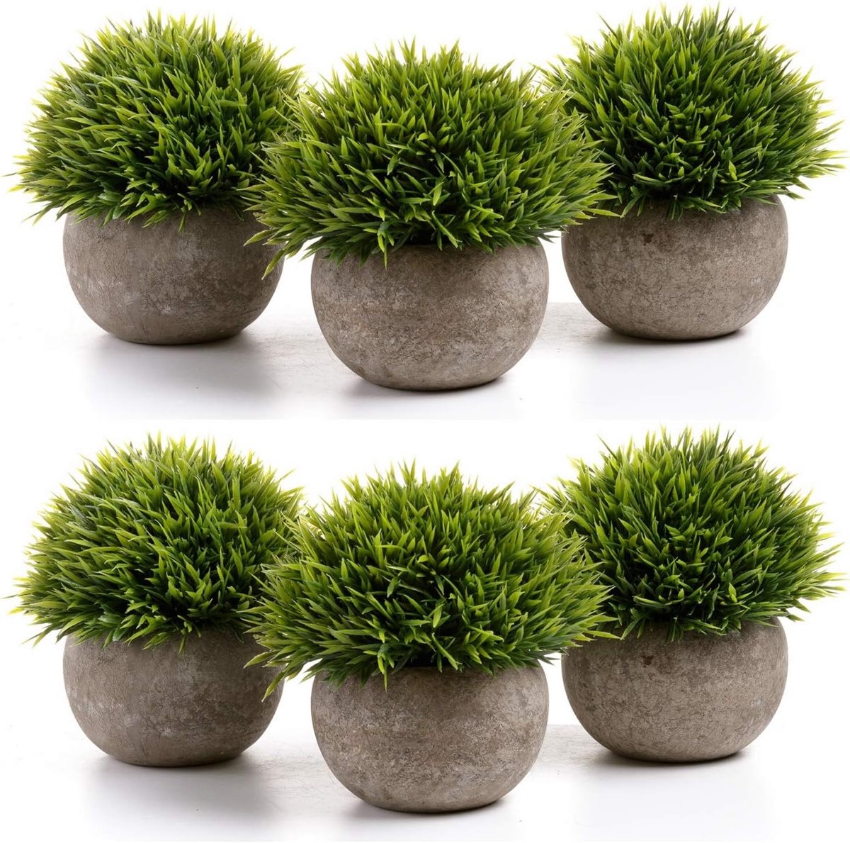 Set van 6 Kleine Kunstplanten in Grasgroen voor Binnengebruik, Perfect voor Kantoor en Thuisdecoratie, Onderhoudsvrij en Stijlvol voor Elk Interieur