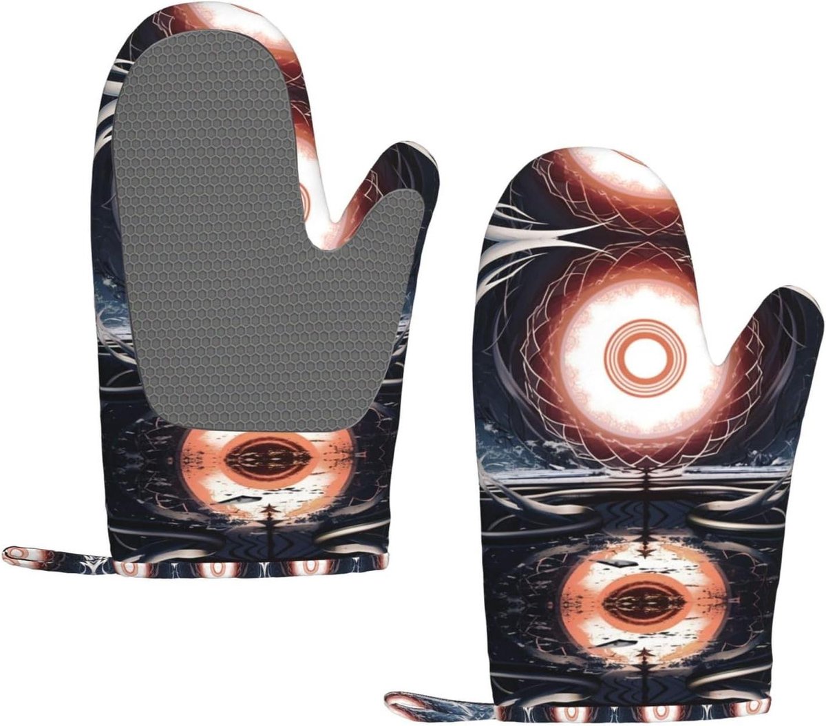 Ovenwanten Set - Keukenhandschoenen Hittebestendig - Veilig Koken - Waterdicht Polyester - Set van 2 - Zwart