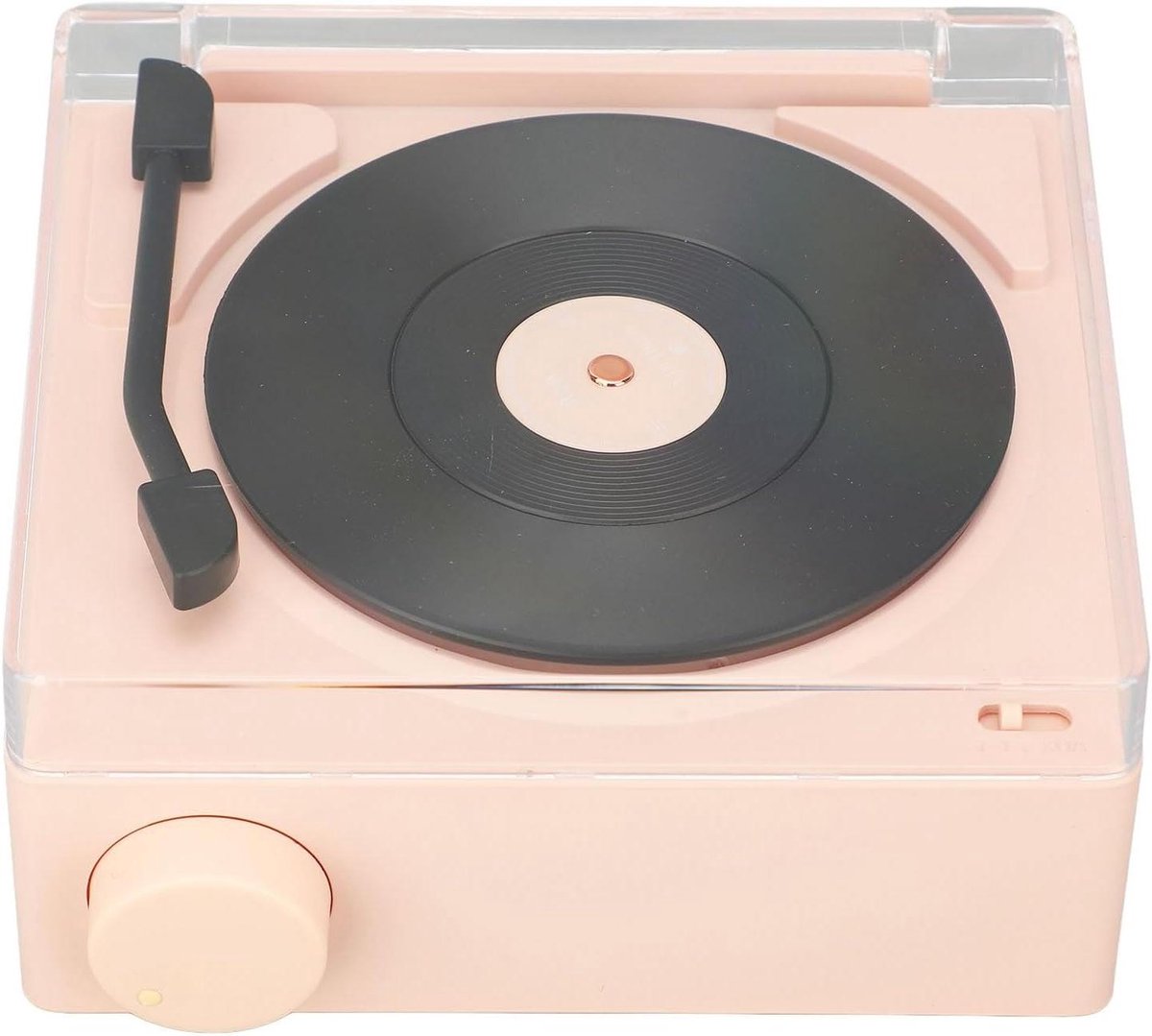 Platenspeler - Wekker Muziekspeler - Muziek Luisteren - Verborgen Scherm - 1200 mAh Batterij - Stoffig roze