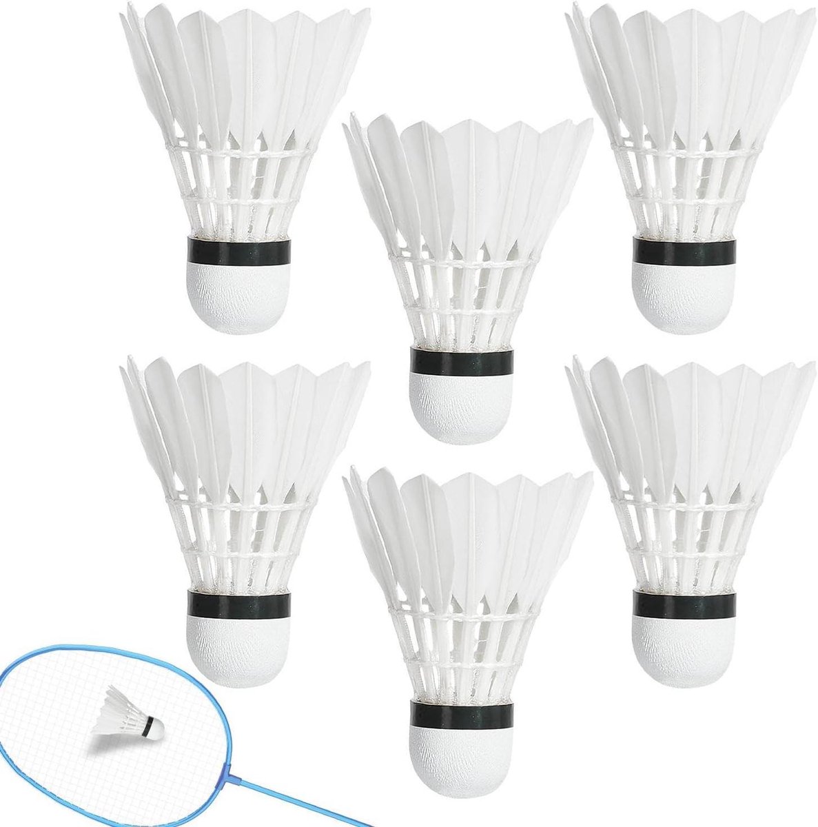 Badminton shuttles - Oefen ballen - Sport training - Stabiele vliegeigenschappen - 6 stuks - Wit
