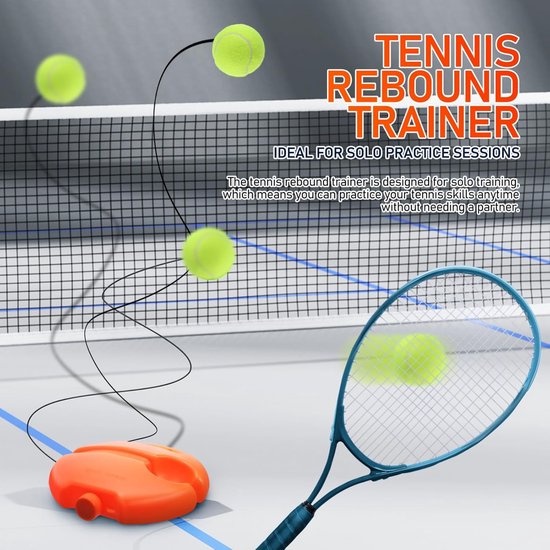 Tennis oefentrainer - Solo trainer - Tennis trainen - Springbasis met koord - Compact formaat - N.v.t. — afbeelding 5