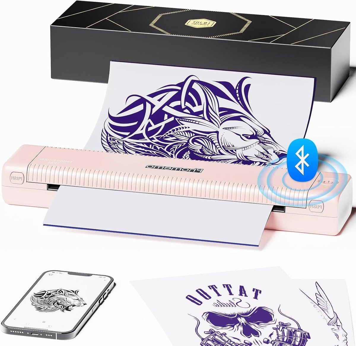 Tattoo Printer - Stencil Machine - Tattoo Ontwerpen Printen - Anti-kreukel Modus - 715 gram - Roze