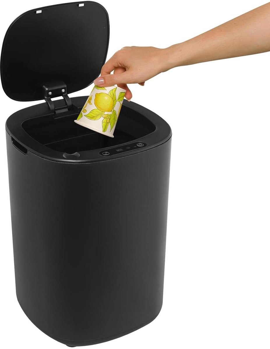Contactloze Vuilnisemmer - Slimme Sensor - Hygiënisch Afval - Automatisch Openend Deksel - 12 Liter - Zwart