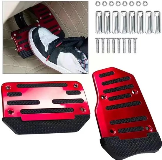 Auto Pedaal Covers Rempedaal Auto Gaspedaal Antislip Pedalen Racing Vervangende Sport Aluminium Automatische(Automatic Red Set) — afbeelding 2
