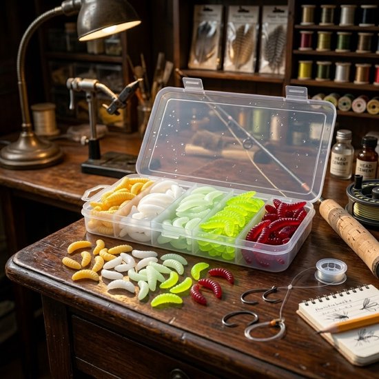 Multicolor vis aas softbait kunstaas set unisex siliconen maden insect aas bionische karper wormen voor vliegvissen en zoetwater vissen 100 stuks — afbeelding 3