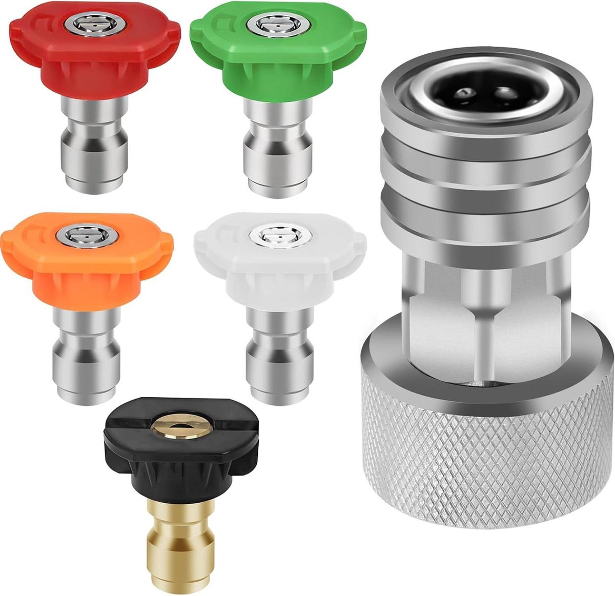 Tuinslang Adapter - Hogedrukreiniger Koppeling - Auto Wassen - Roestvrij Staal - 3/4" naar 1/4" - Zilver