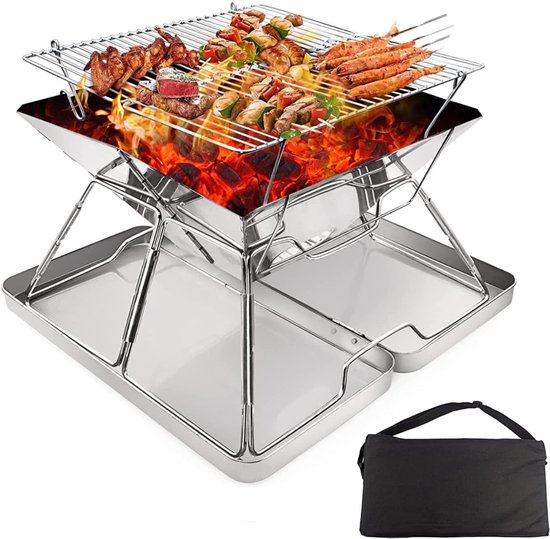 Florixa® Tafel Bbq Houtskool - Weber Bbq -Boretti Bbq - Houtskool - Zilver - 31cm x 31cm x 25cm