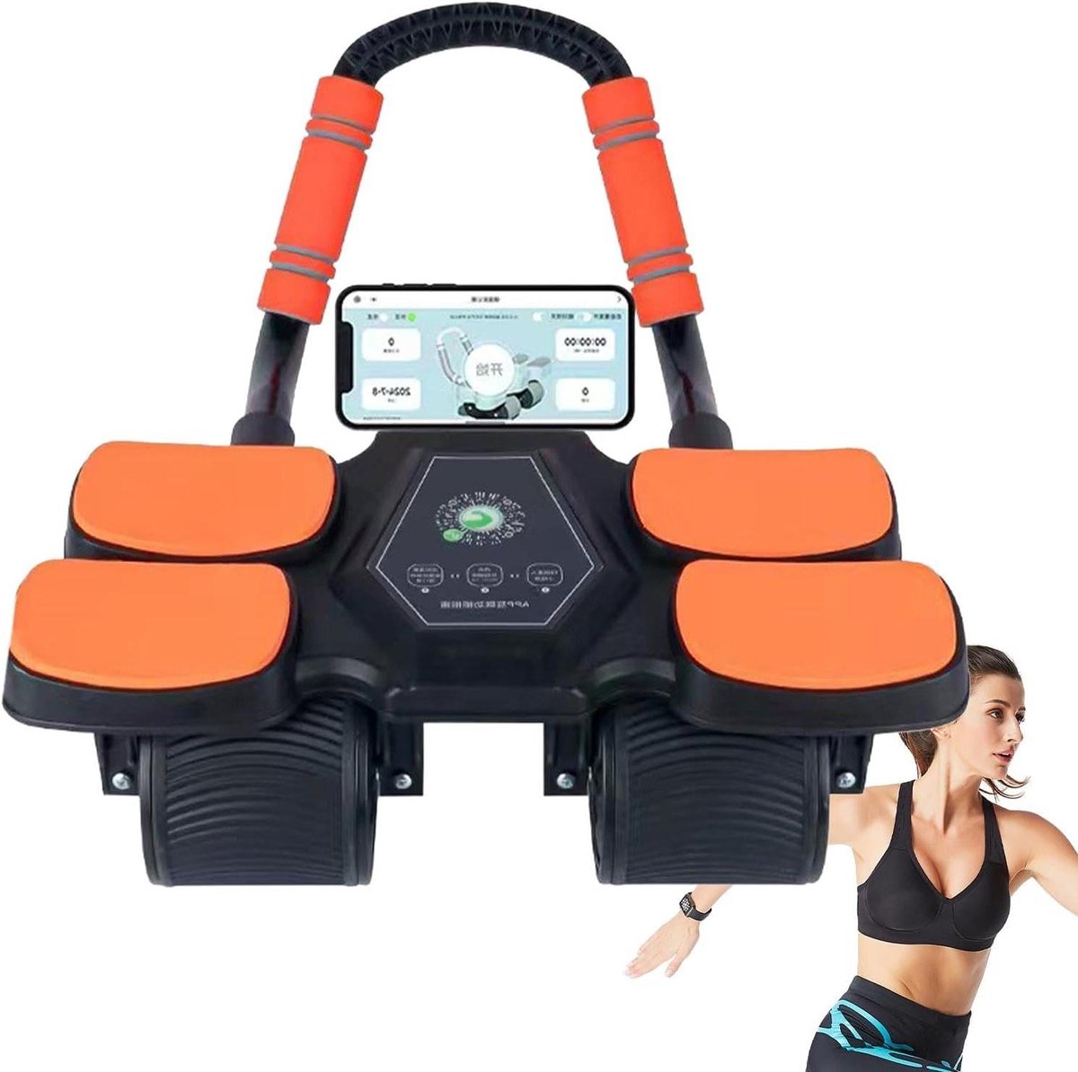 Ab Wheel - Buikroller Core Trainer - Core Training - Automatische Rebound - Met Elleboogsteun - Oranje