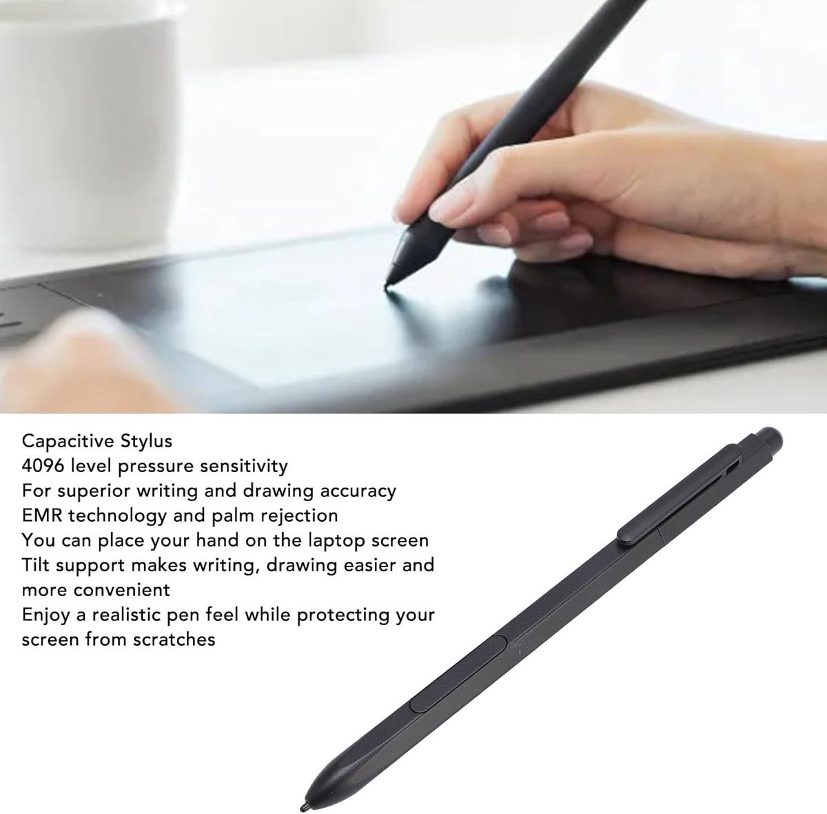 Capacitieve Styluspen - Digitale Pen - Precisie Tekenen - 4096 Drukgevoeligheid - 1 cm - Zwart